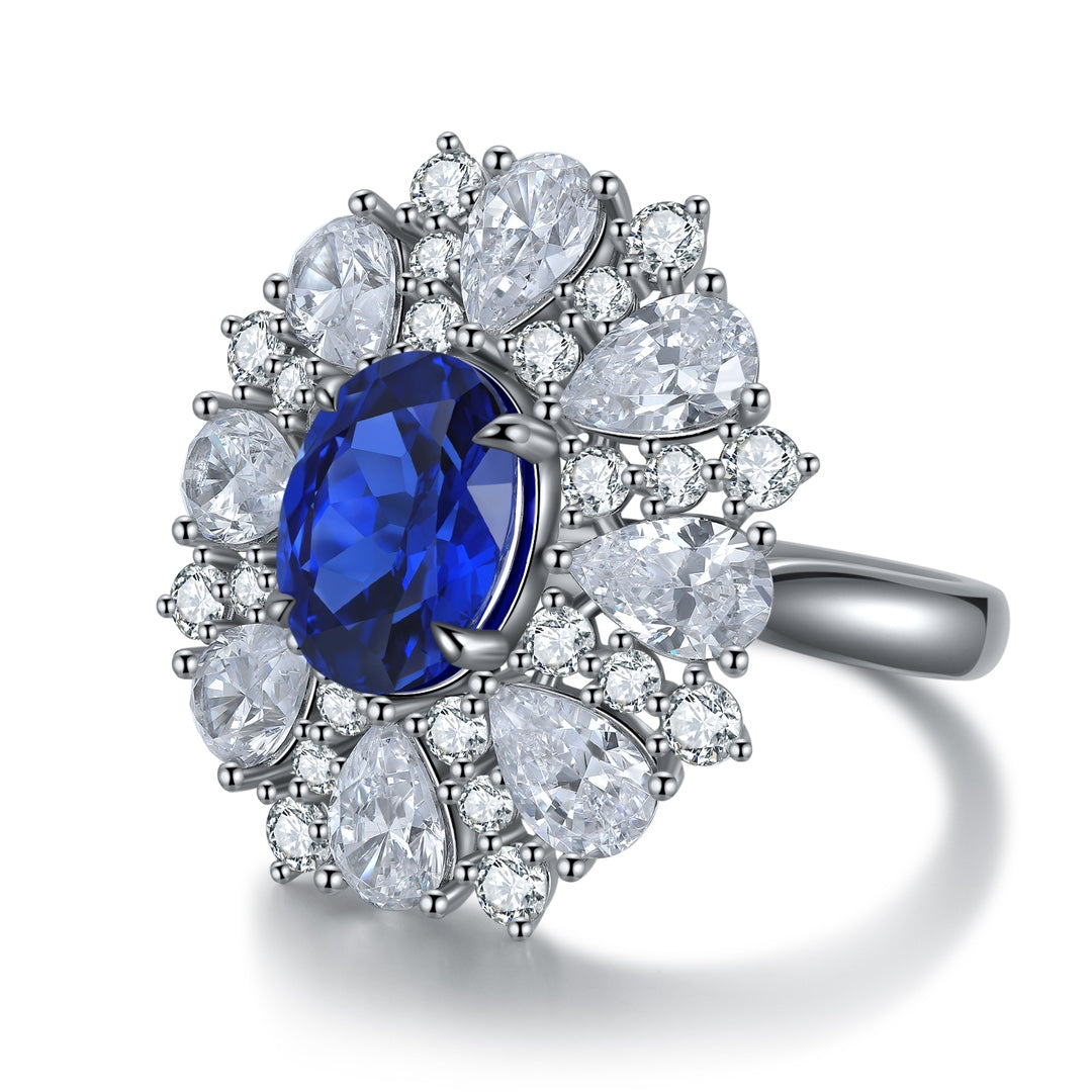 Sterling Silver Lab - Grown Sapphire Ring A – JSABR195Y