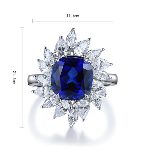 Sterling Silver Lab - Grown Sapphire Ring W – JSABB187Y
