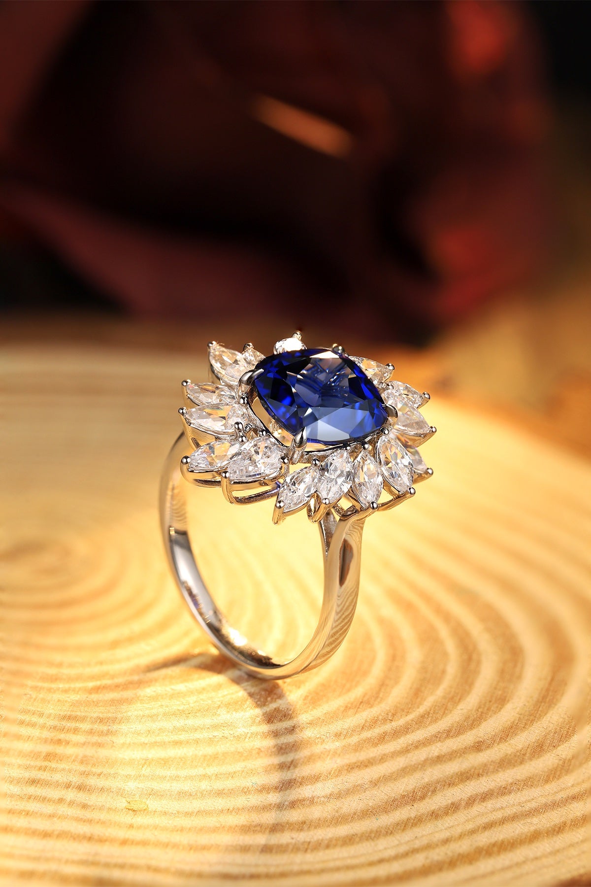 Sterling Silver Lab - Grown Sapphire Ring W – JSABB187Y