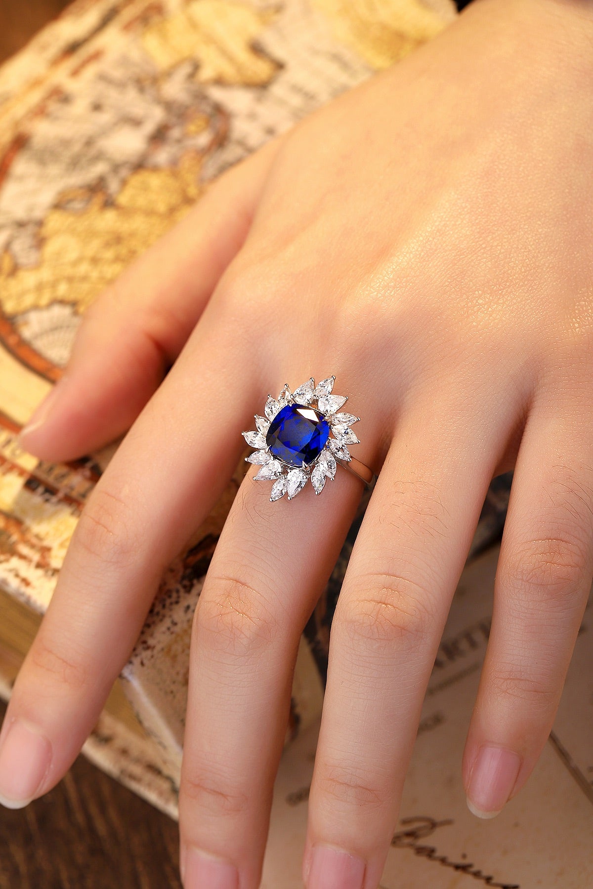 Sterling Silver Lab - Grown Sapphire Ring W – JSABB187Y