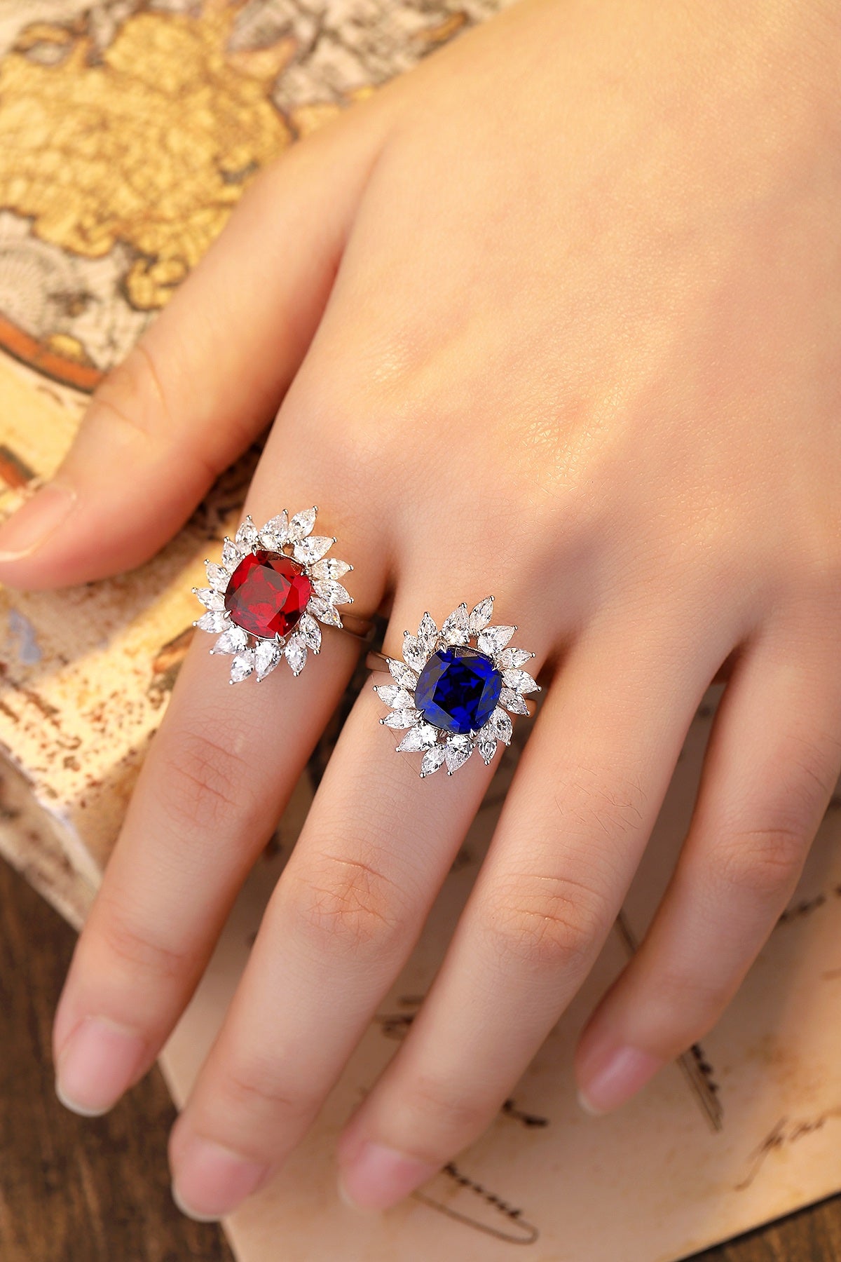 Sterling Silver Lab - Grown Sapphire Ring W – JSABB187Y