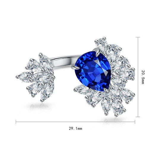 Sterling Silver Lab - Grown Sapphire Ring W – JSABR148Y