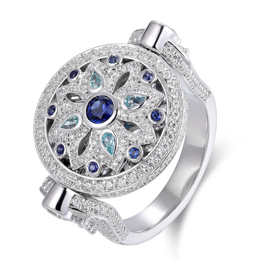 Sterling Silver Lab - Grown Paraiba Sapphire Ring A – JSABR1488Y