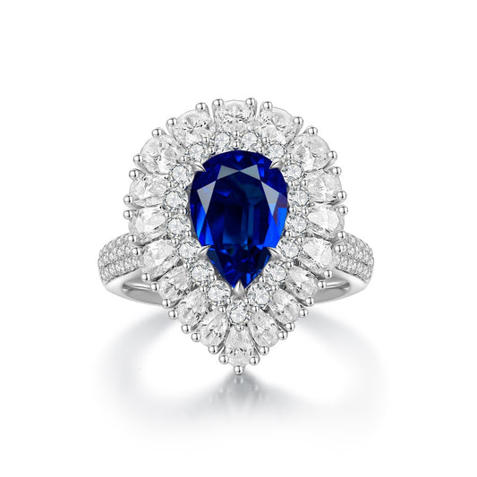 Sterling Silver Lab - Grown Sapphire Ring W – JSABR1277Y