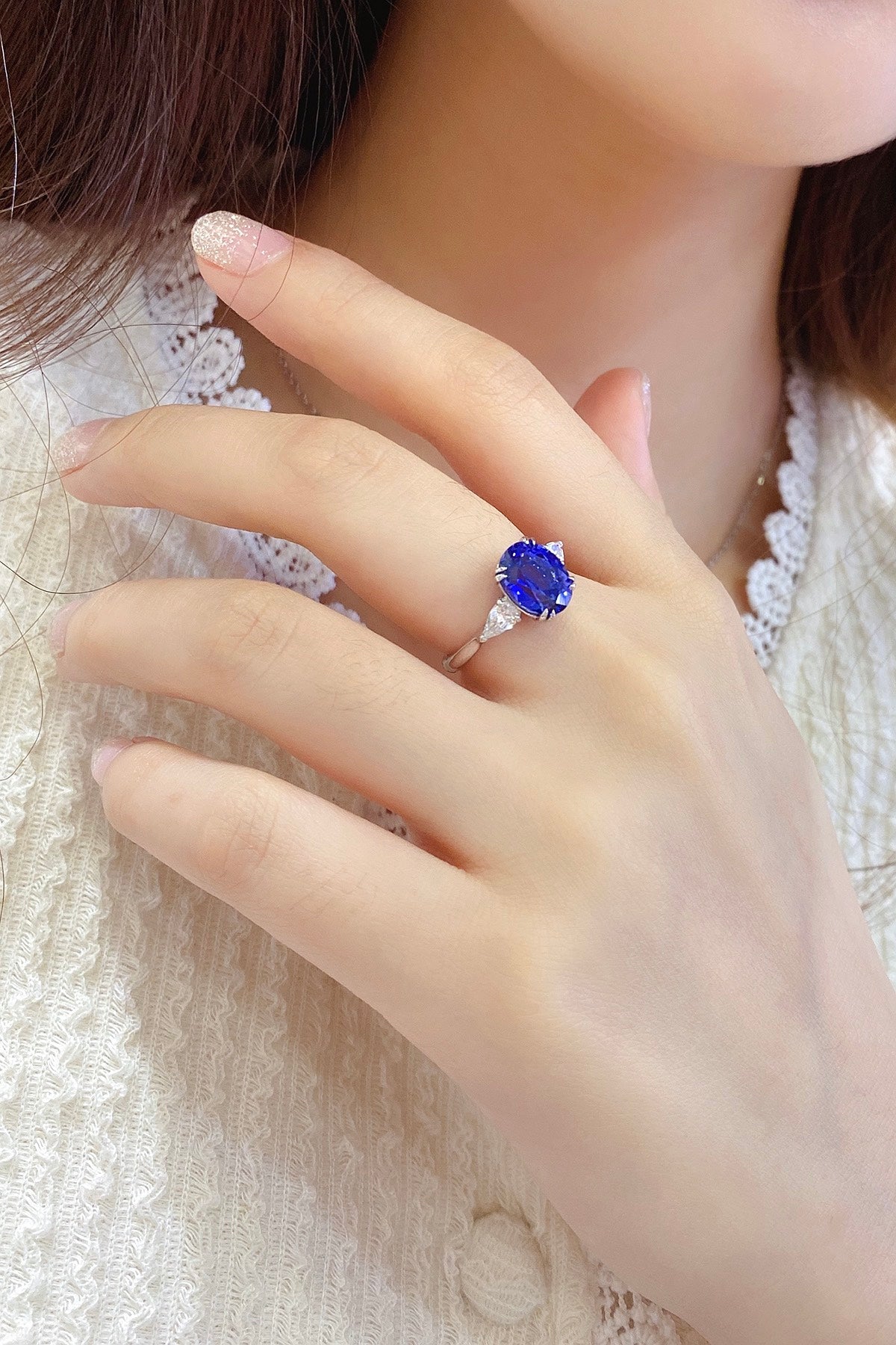 Sterling Silver Lab - Grown Sapphire Ring W – JSABR222Y