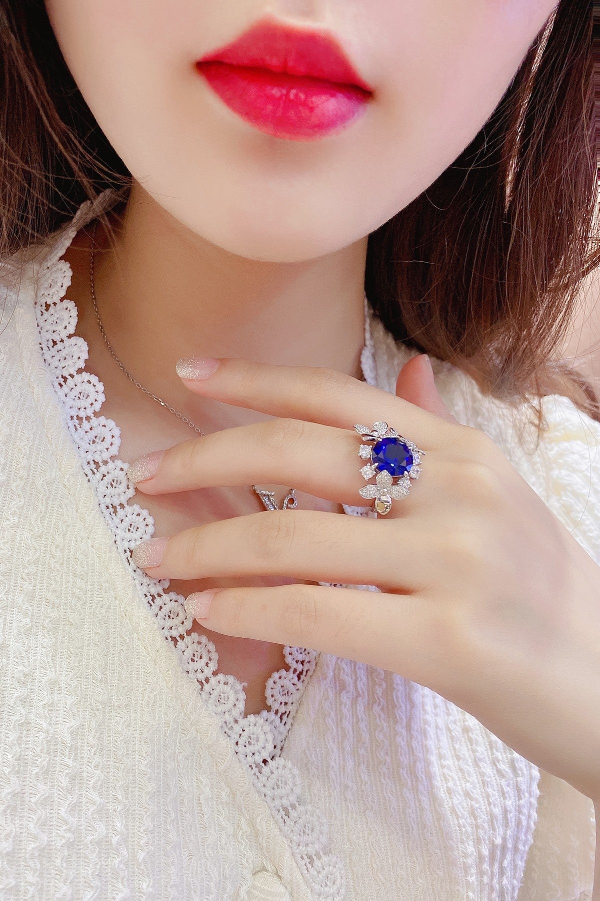 Sterling Silver Lab - Grown Sapphire Ring W – JSABR186Y