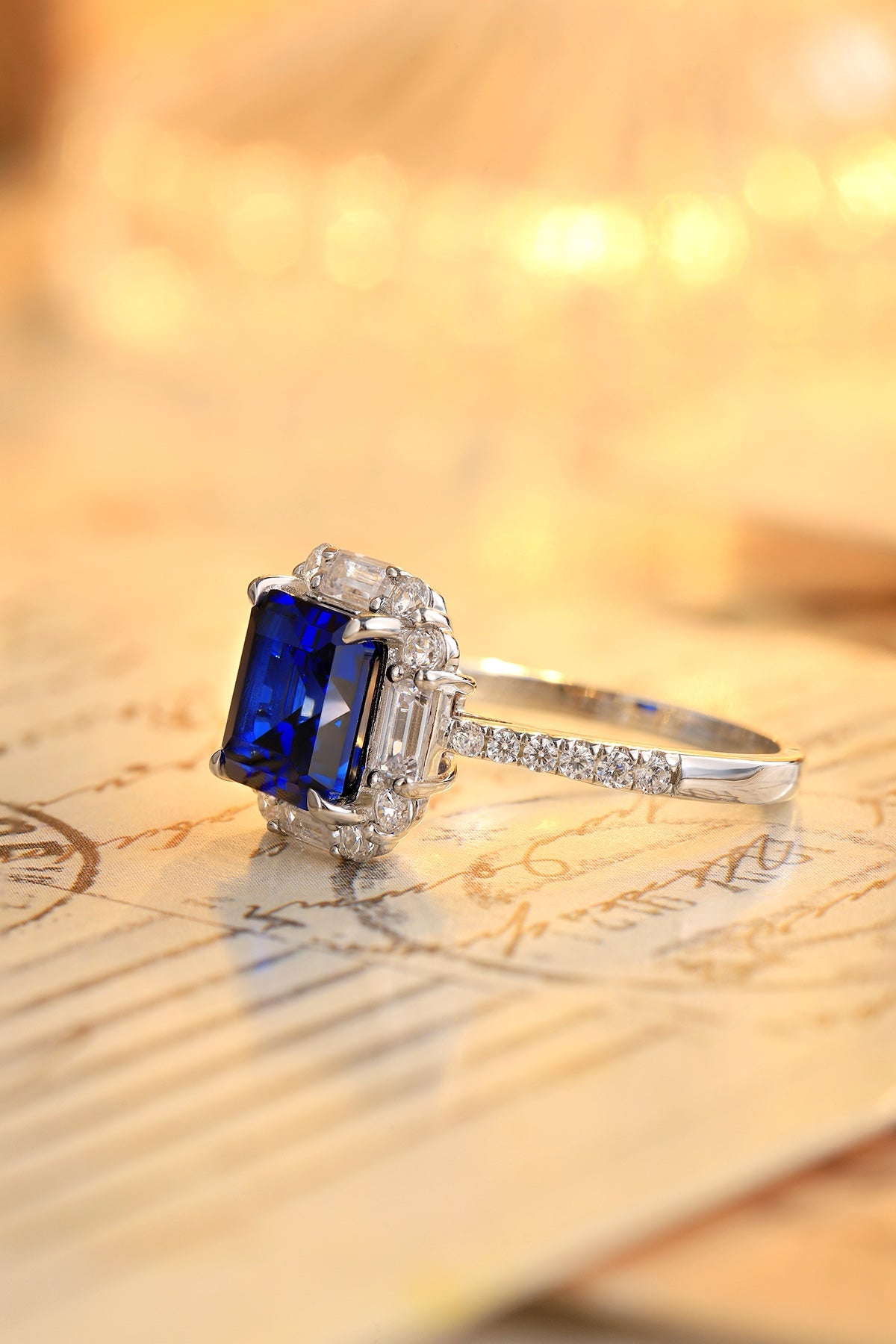 Sterling Silver Lab - Grown Sapphire Ring W – JSABR116Y