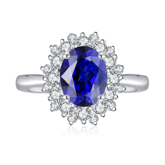 Sterling Silver Lab - Grown Sapphire Ring A – JSABR268Y