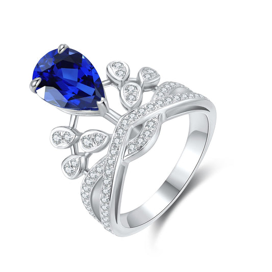 Sterling Silver Lab - Grown Sapphire Ring W – JSABR18542Y