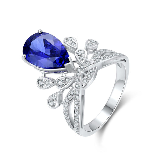Sterling Silver Lab - Grown Sapphire Ring W – JSABR18305