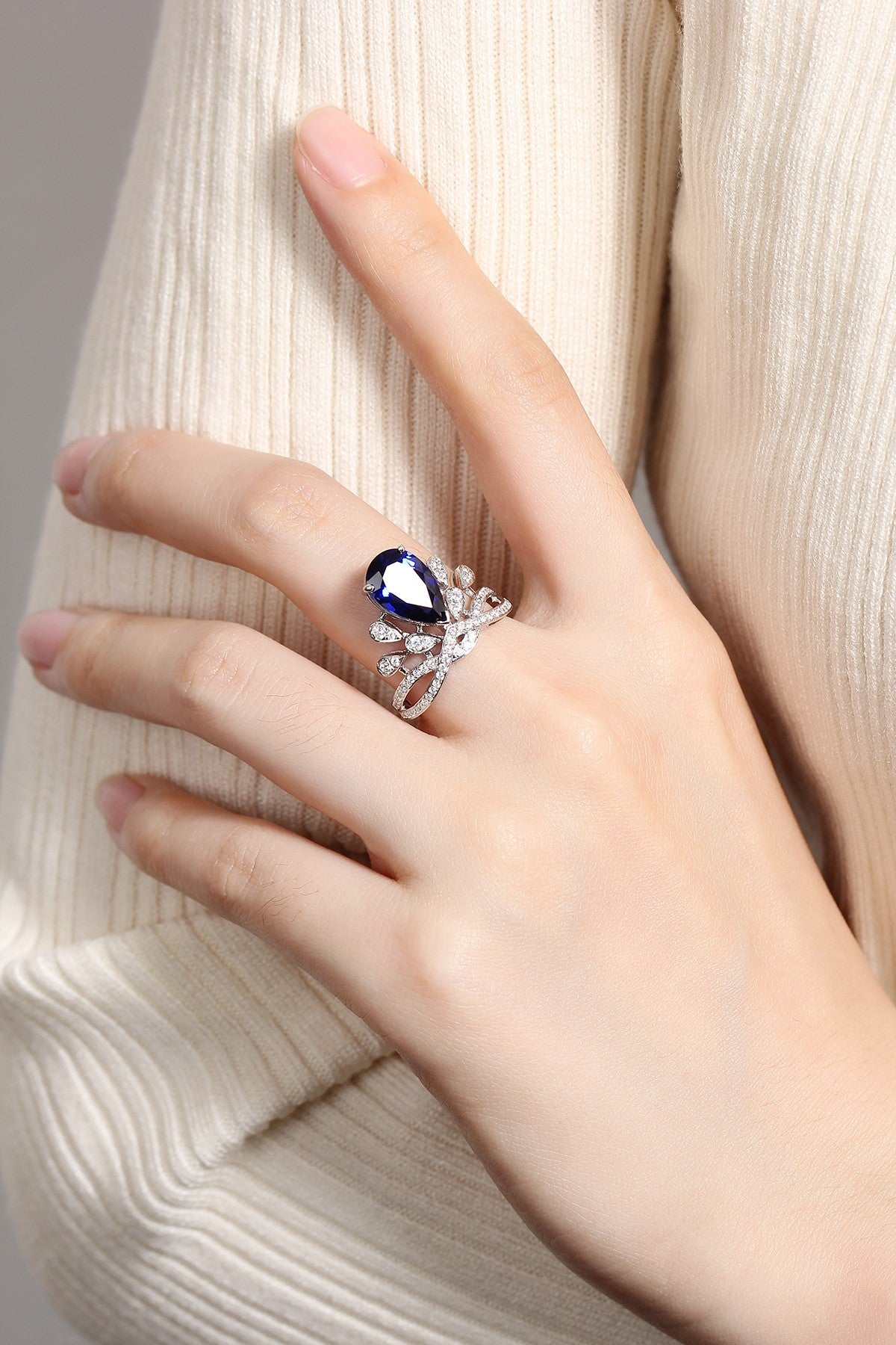 Sterling Silver Lab - Grown Sapphire Ring W – JSABR18305