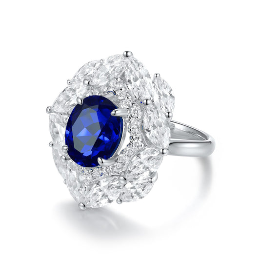 Sterling Silver Lab - Grown Sapphire Ring A – JSABR92554