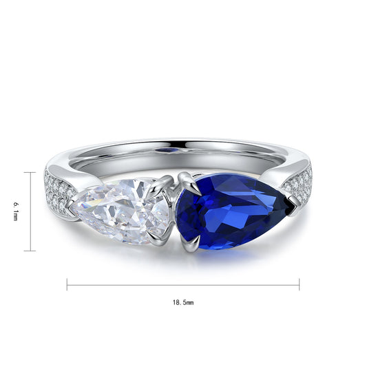Sterling Silver Lab - Grown Sapphire Ring A – JSABR402Y