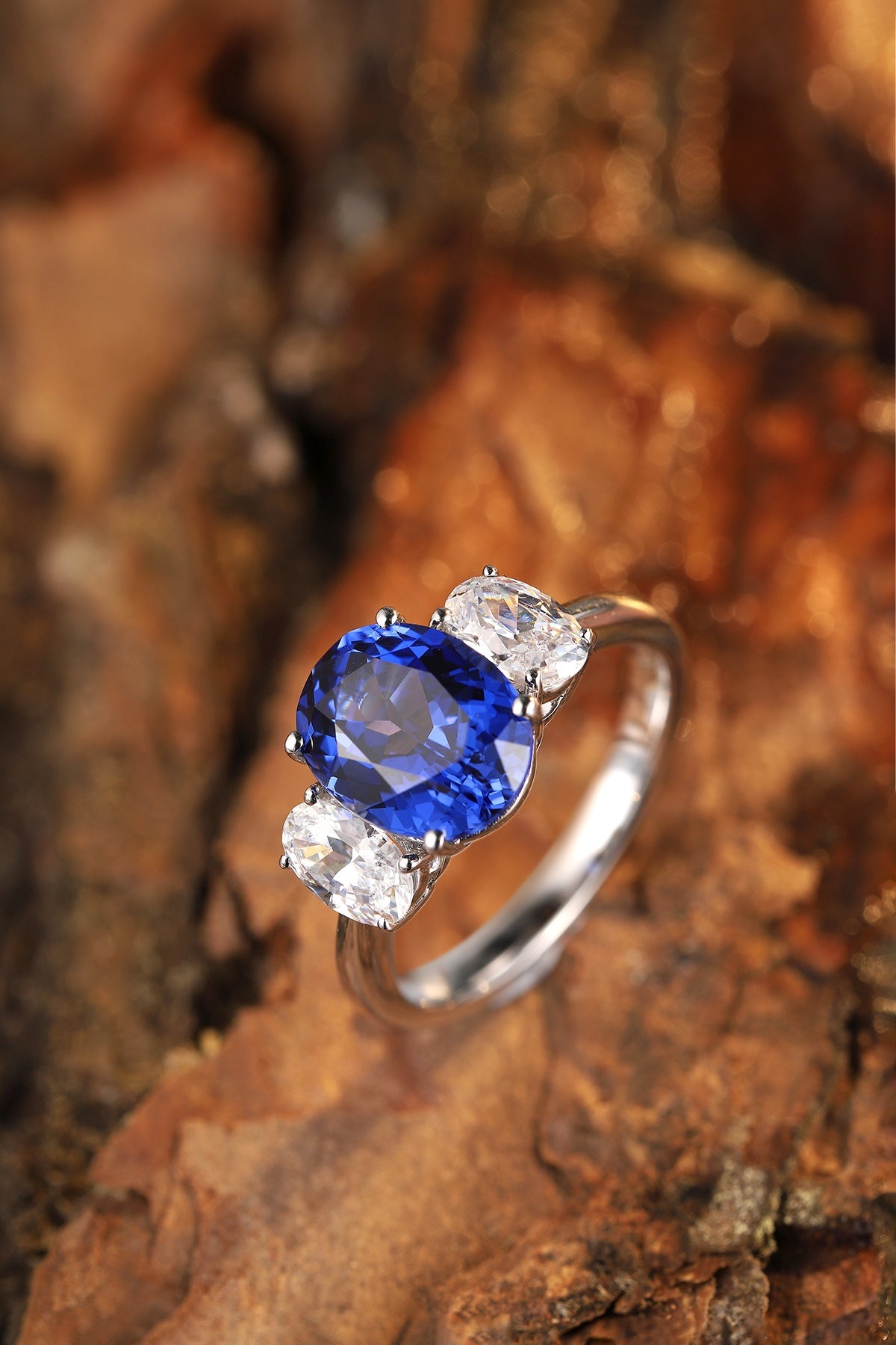 Sterling Silver Lab - Grown Sapphire Ring W – JSABR218Y