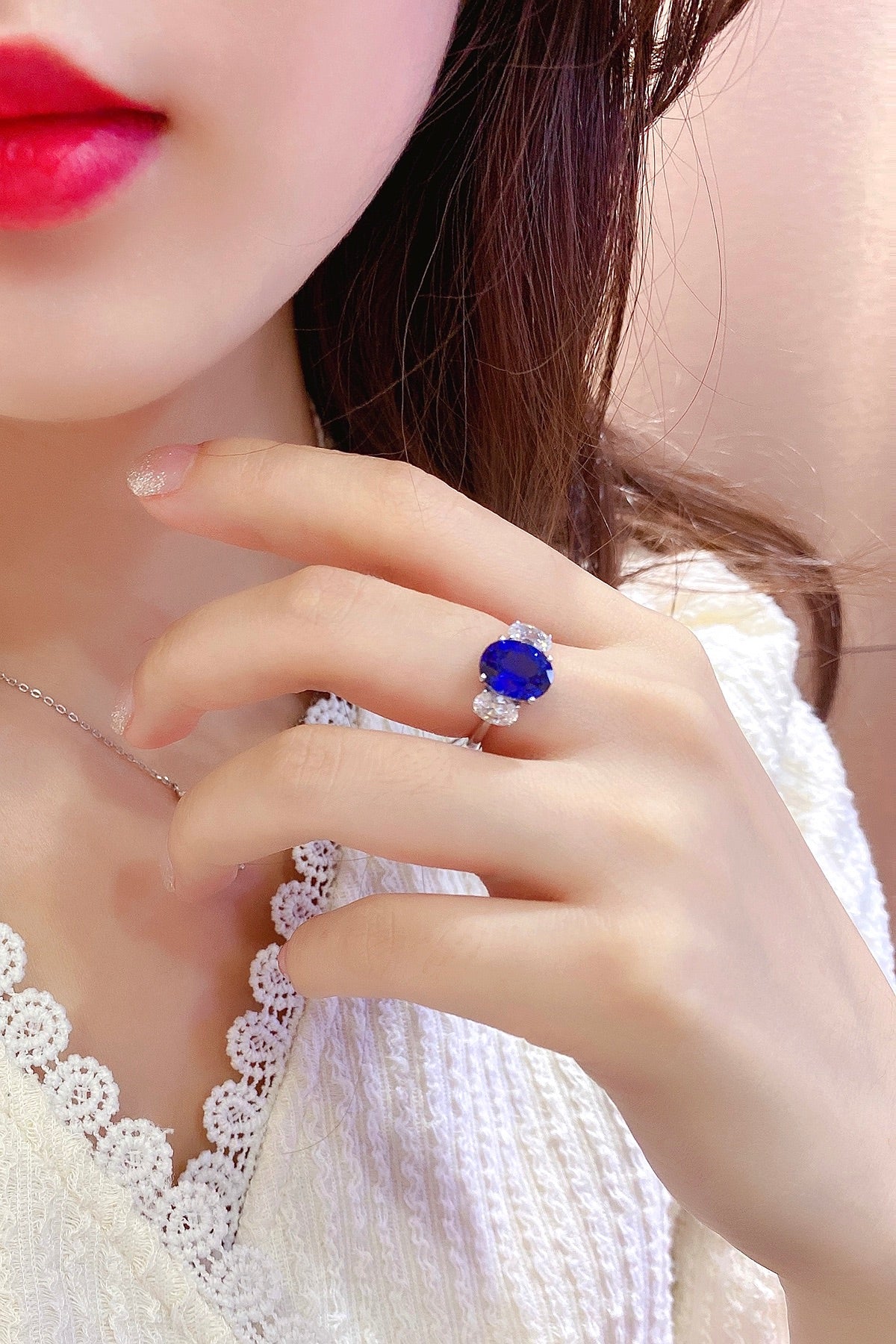 Sterling Silver Lab - Grown Sapphire Ring W – JSABR218Y