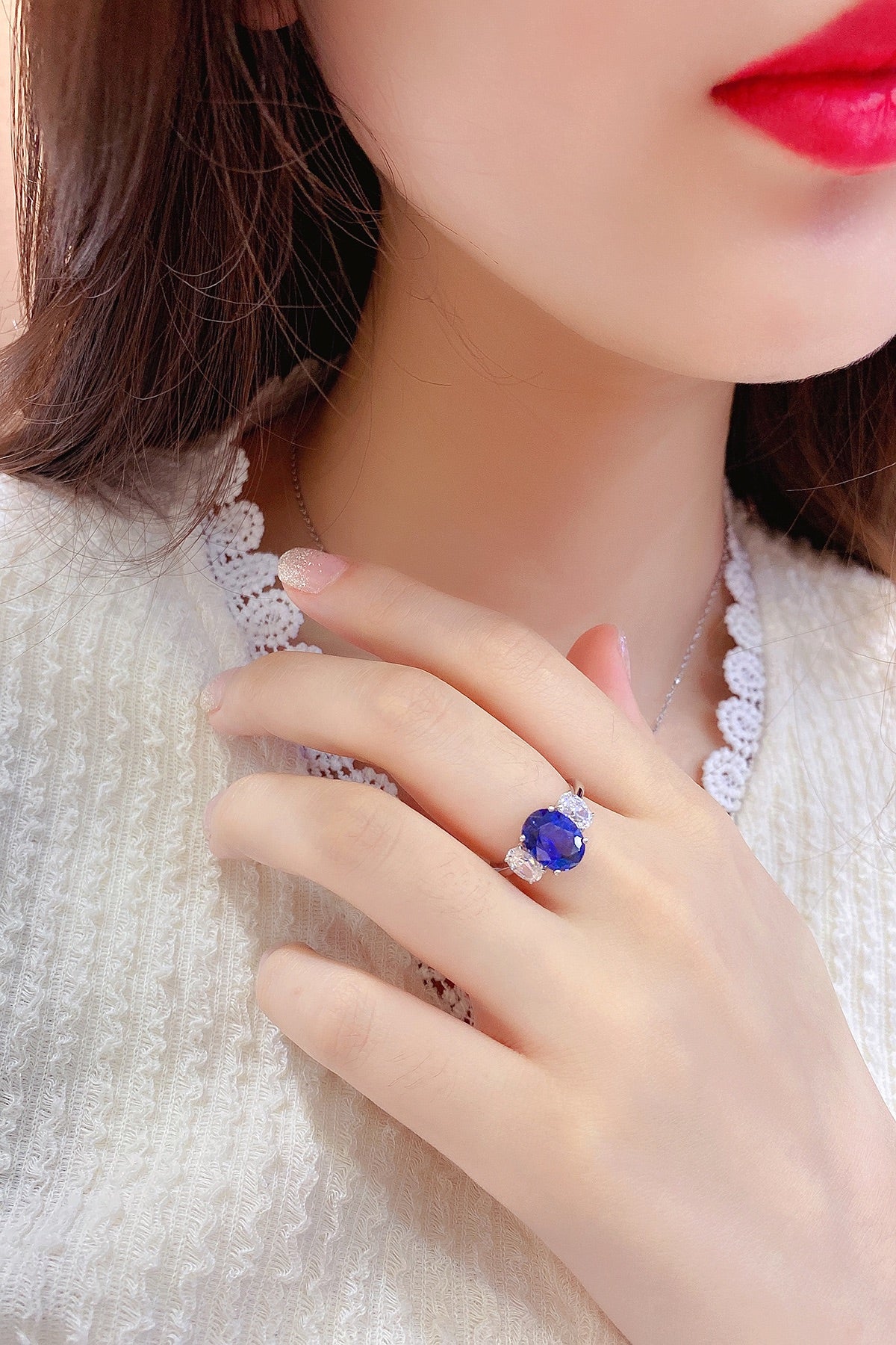 Sterling Silver Lab - Grown Sapphire Ring W – JSABR218Y