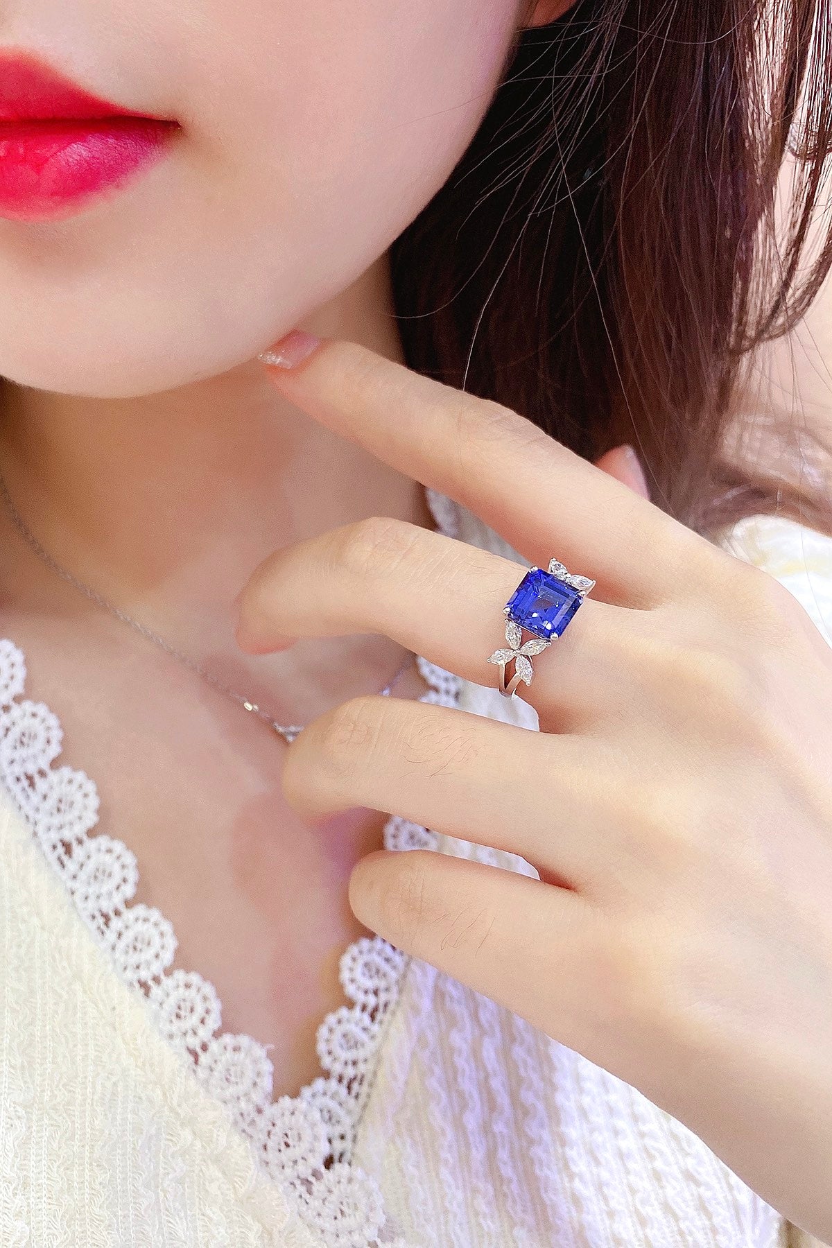 Sterling Silver Lab - Grown Sapphire Ring A – JSABR217Y