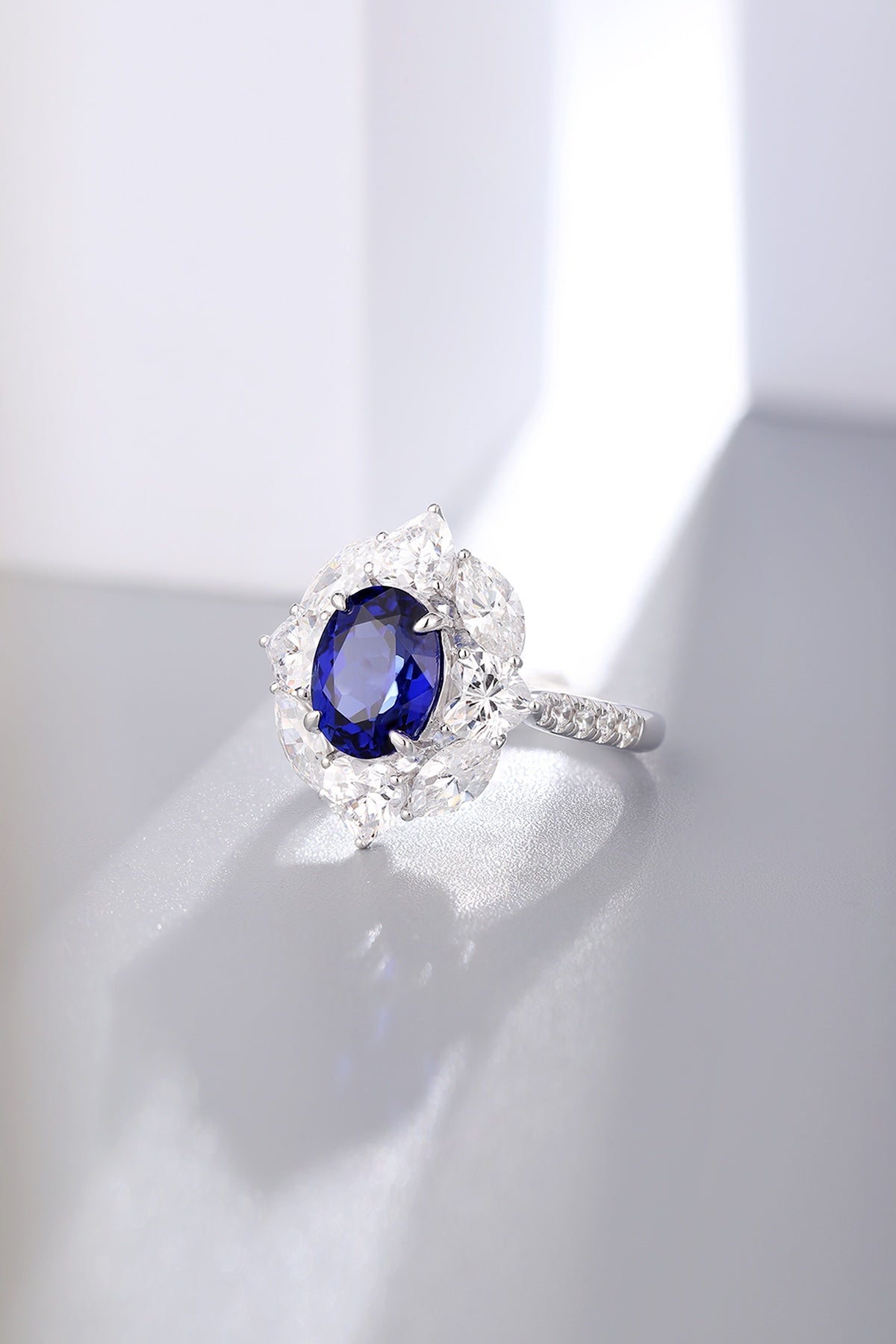 Sterling Silver Lab - Grown Sapphire Ring A – JSABR185Y