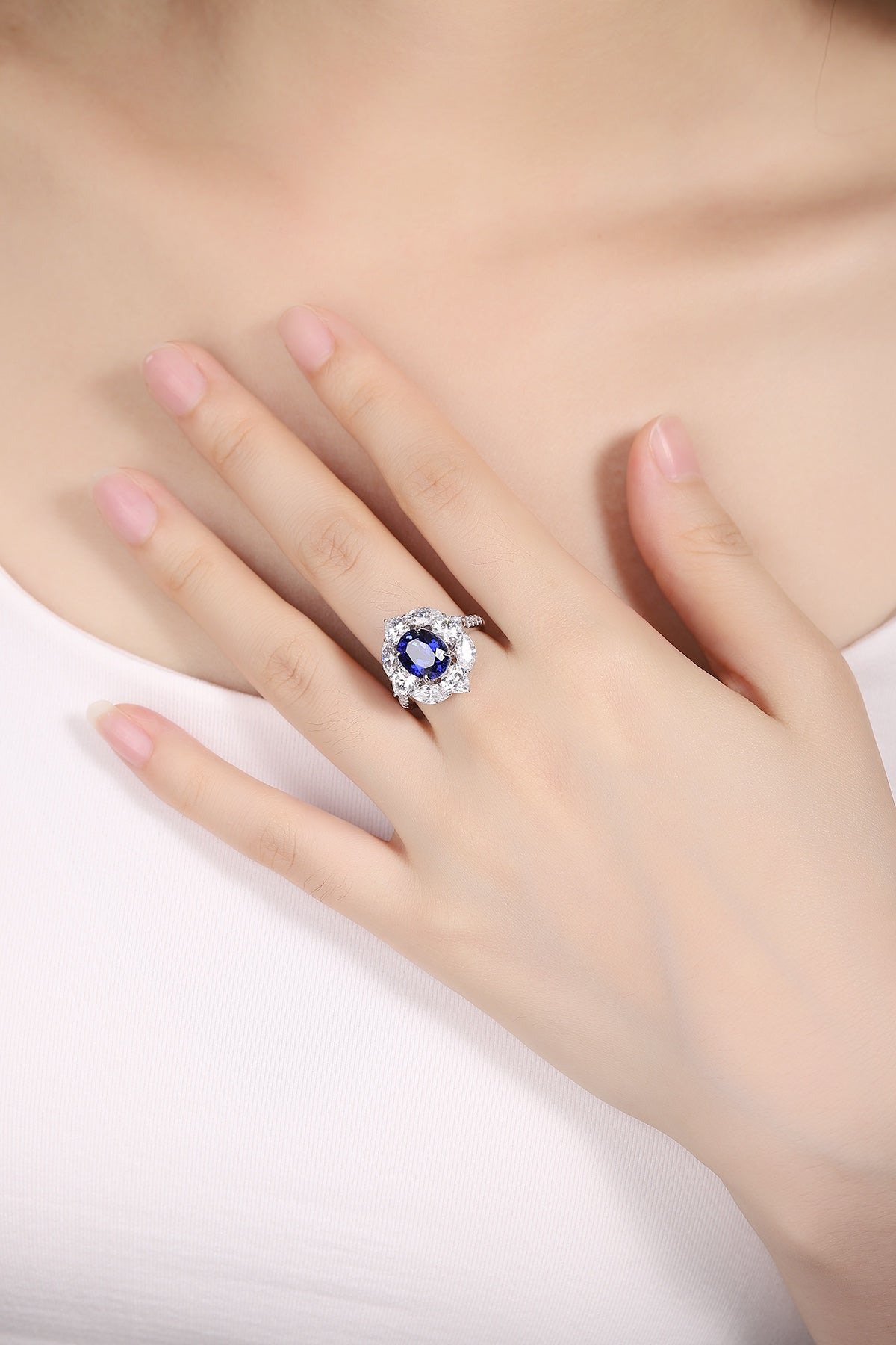 Sterling Silver Lab - Grown Sapphire Ring A – JSABR185Y