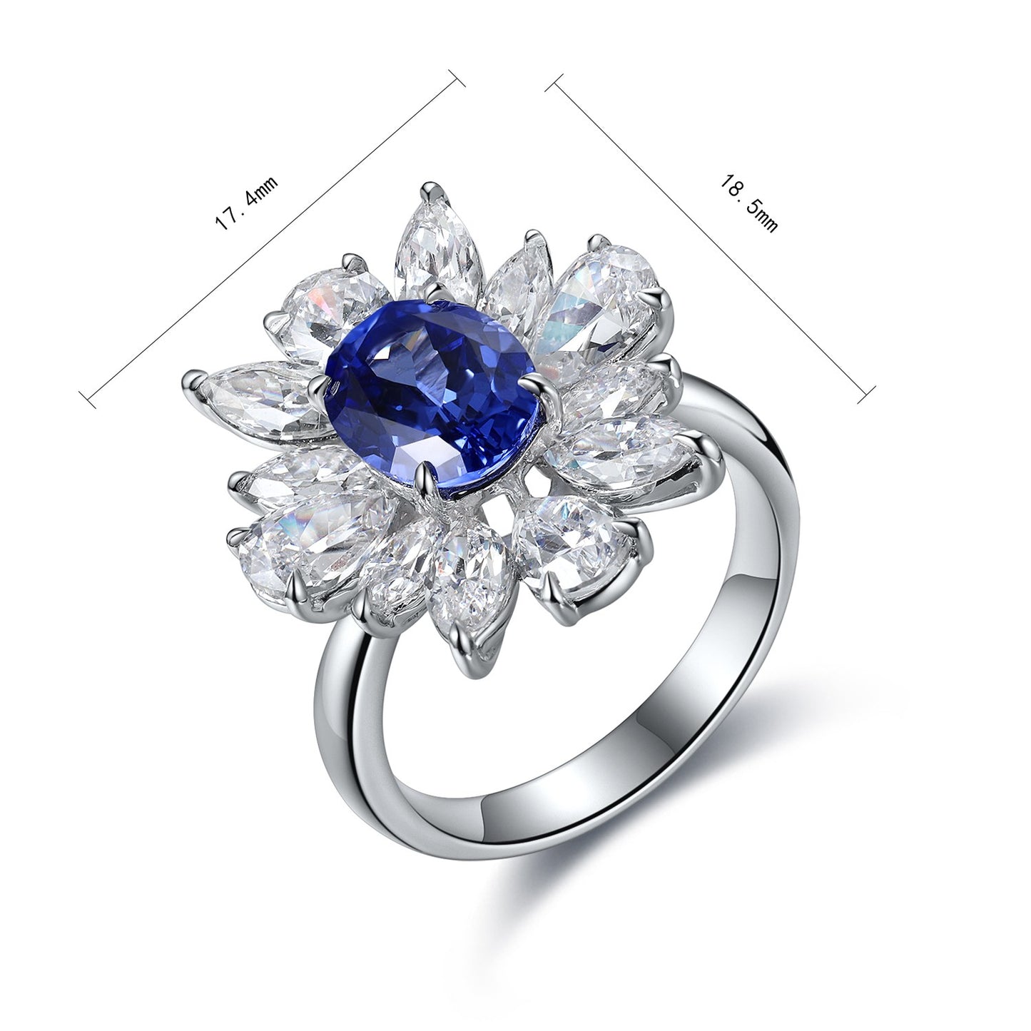 Sterling Silver Lab - Grown Sapphire Ring A – JSABR144Y