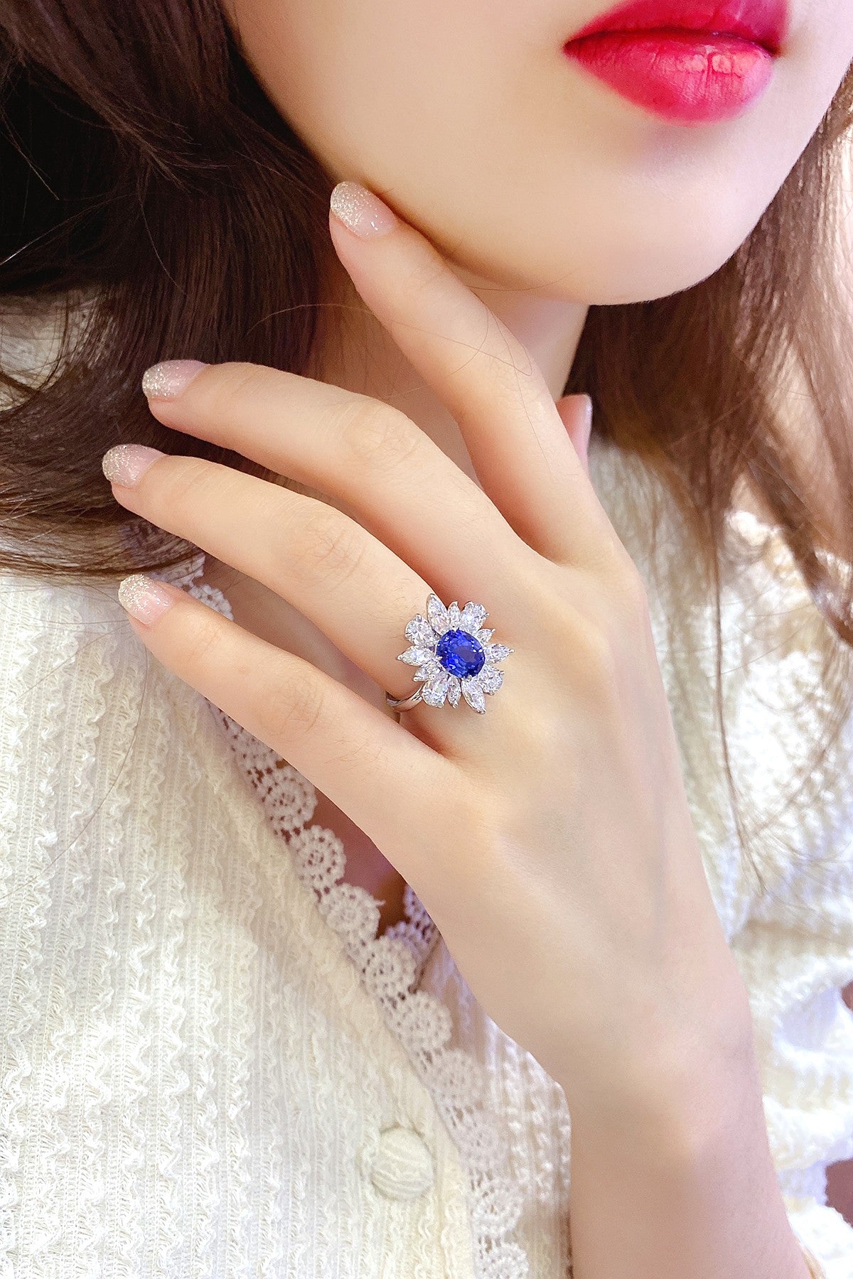Sterling Silver Lab - Grown Sapphire Ring A – JSABR144Y