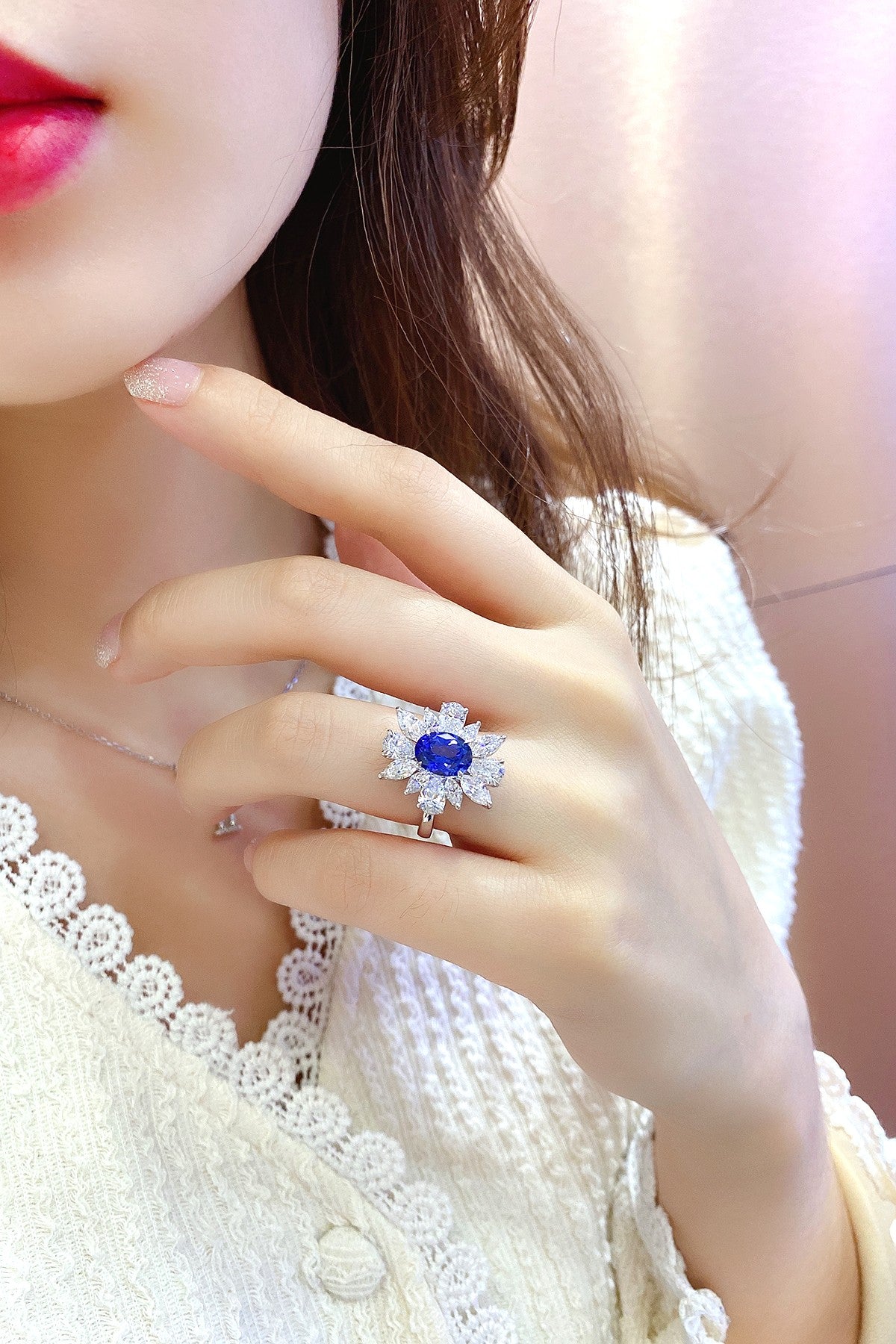 Sterling Silver Lab - Grown Sapphire Ring A – JSABR144Y