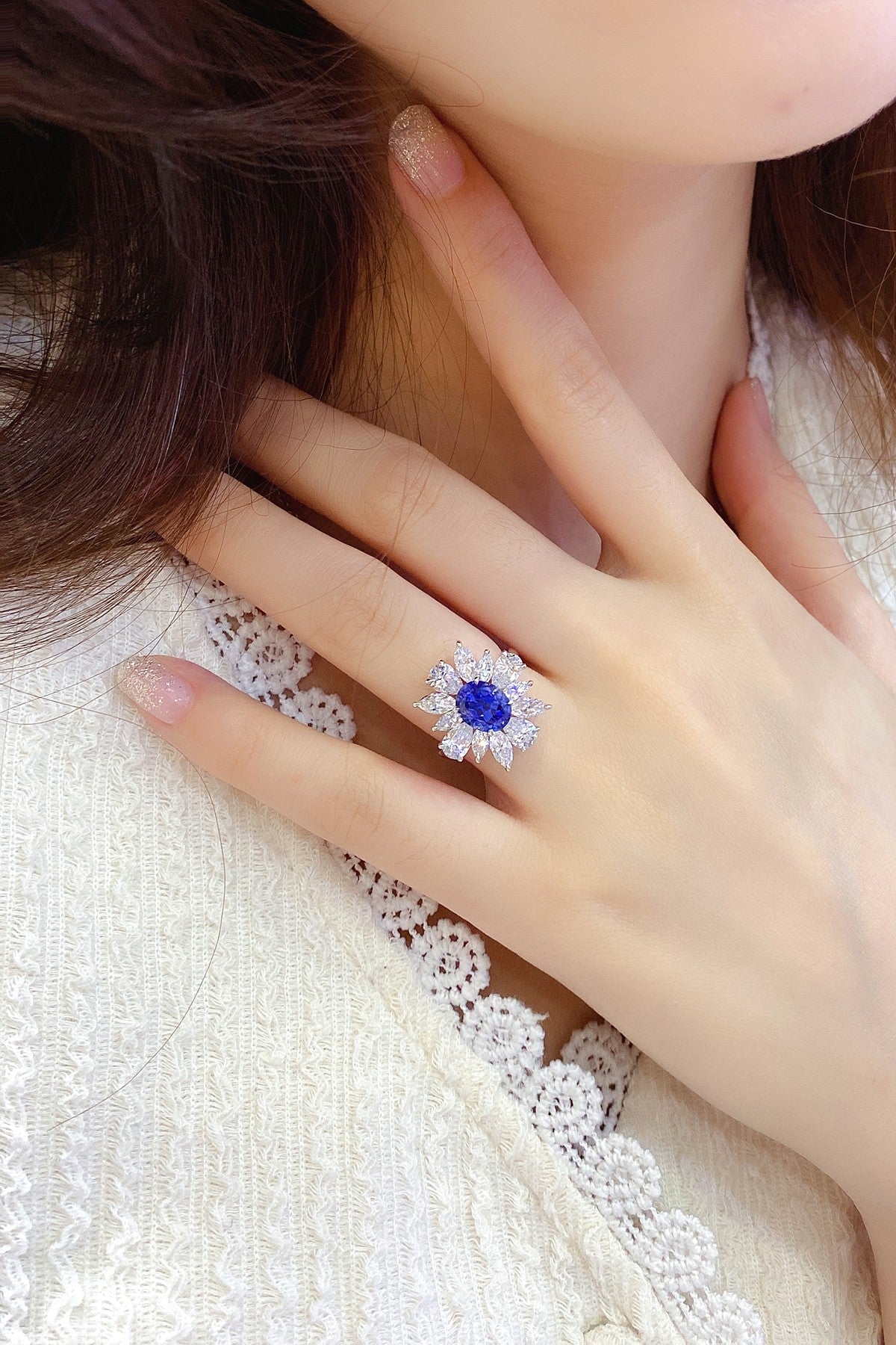 Sterling Silver Lab - Grown Sapphire Ring A – JSABR144Y