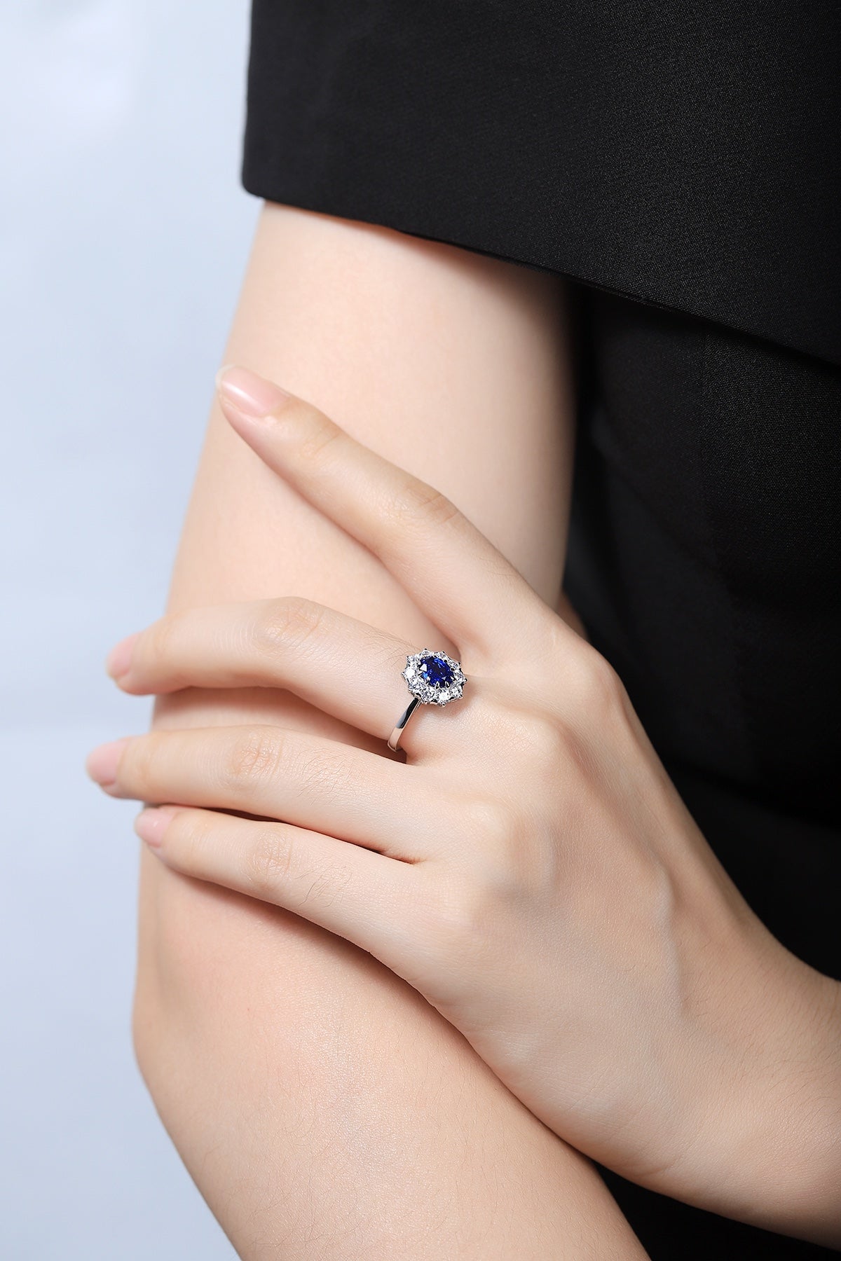 Sterling Silver Lab - Grown Sapphire Ring A – JSABR119Y