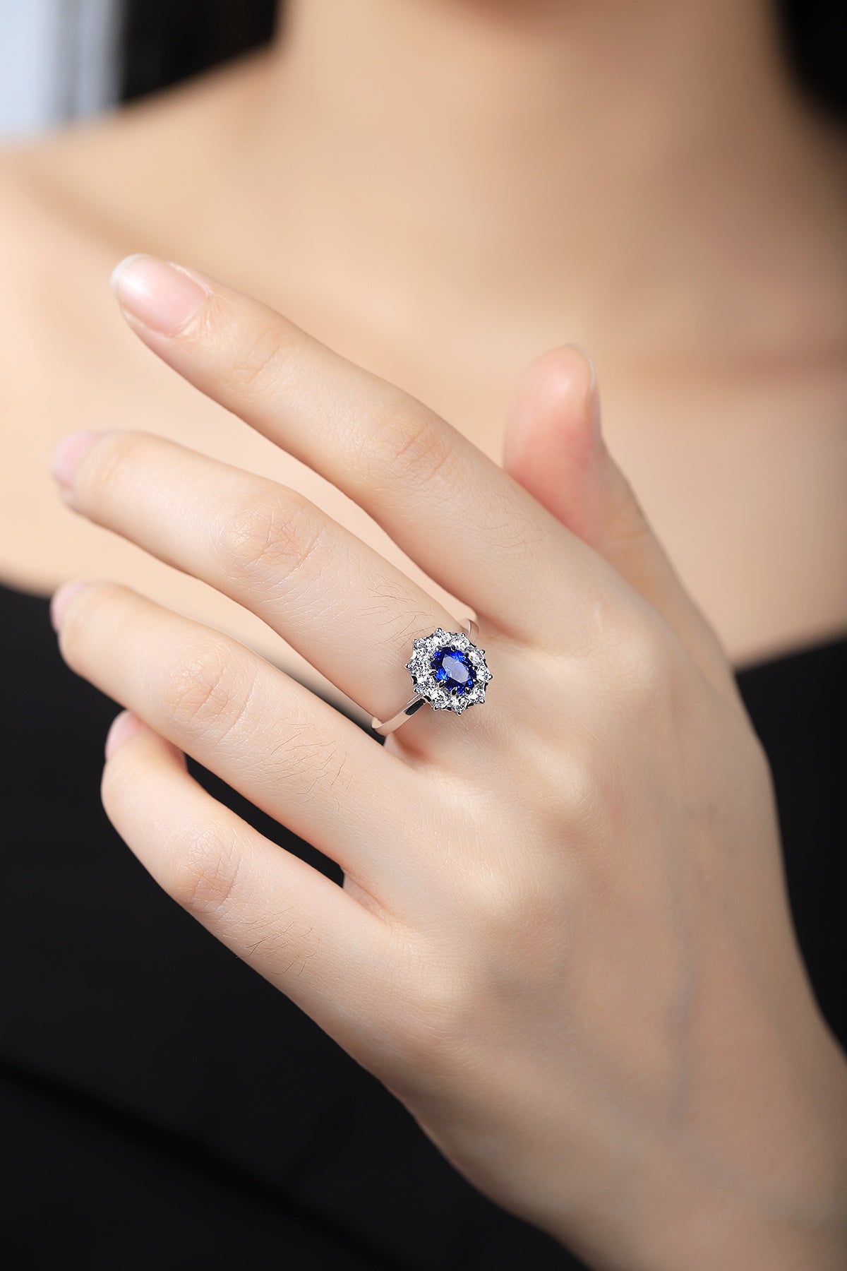 Sterling Silver Lab - Grown Sapphire Ring A – JSABR119Y