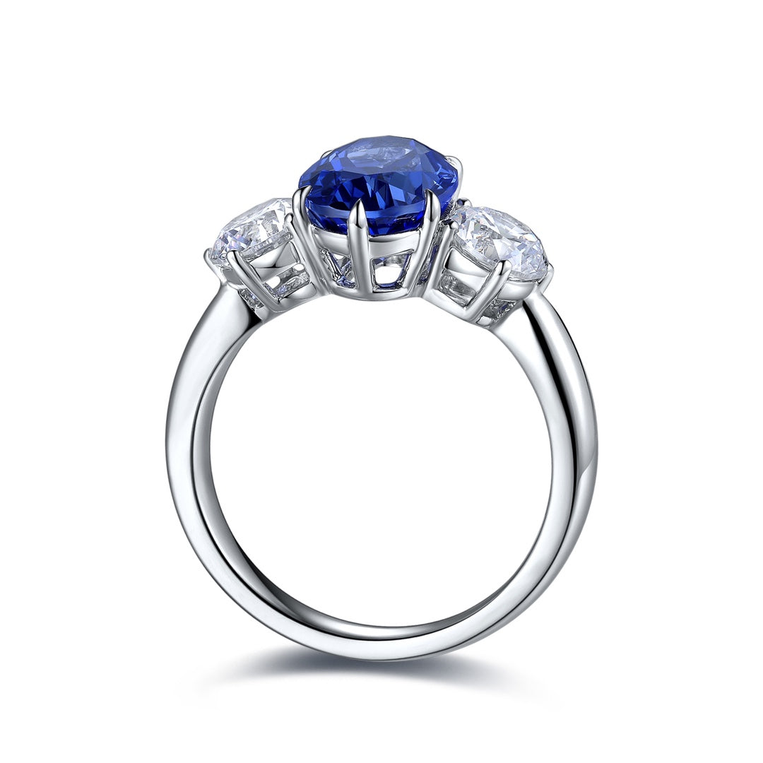 Sterling Silver Lab - Grown Sapphire Ring W – JSABR107Y