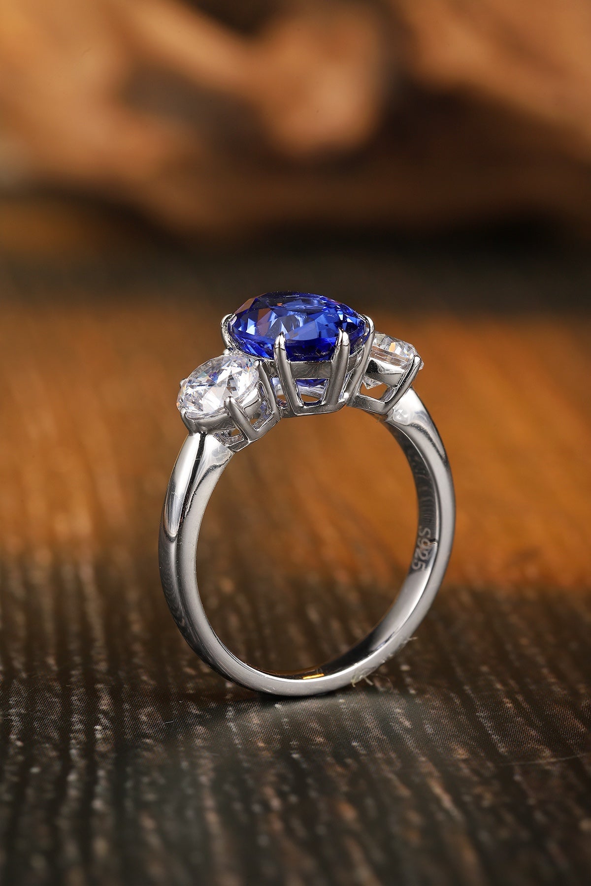 Sterling Silver Lab - Grown Sapphire Ring W – JSABR107Y