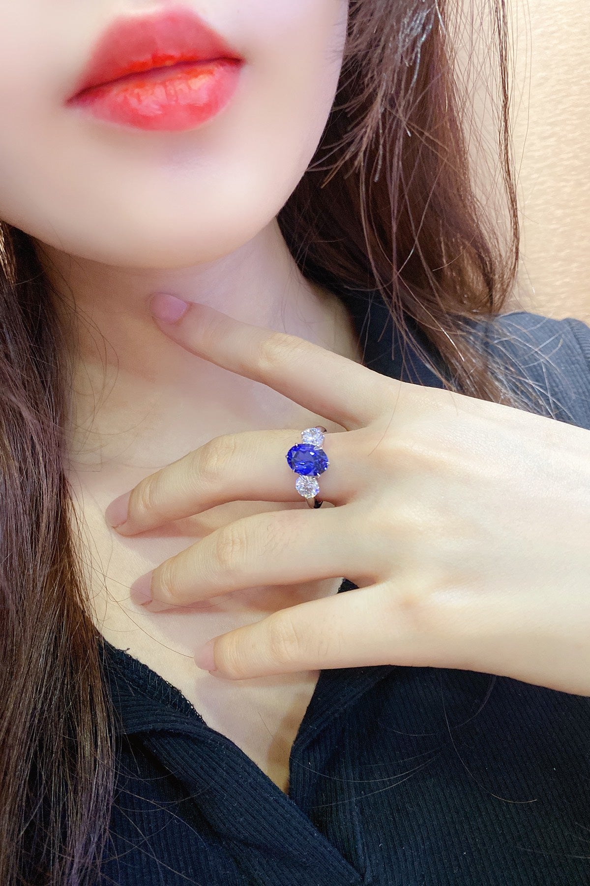 Sterling Silver Lab - Grown Sapphire Ring W – JSABR107Y