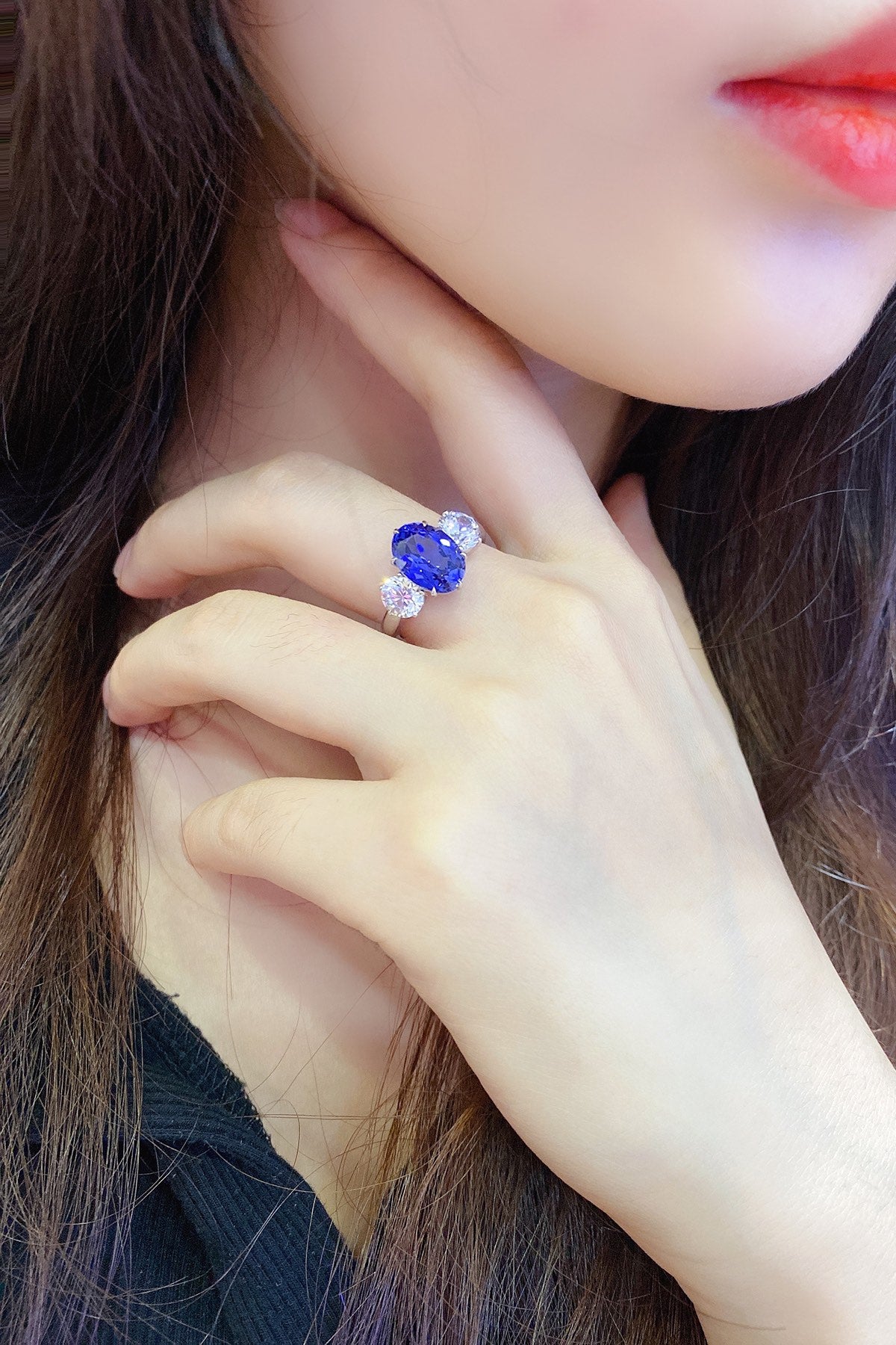 Sterling Silver Lab - Grown Sapphire Ring W – JSABR107Y