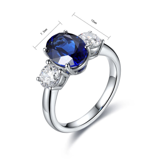 Sterling Silver Lab - Grown Sapphire Ring W – JSABR107Y-A