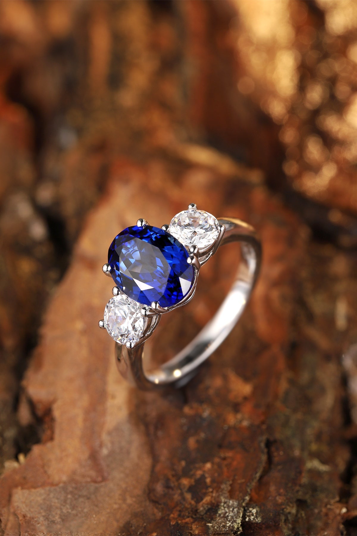 Sterling Silver Lab - Grown Sapphire Ring W – JSABR107Y-A