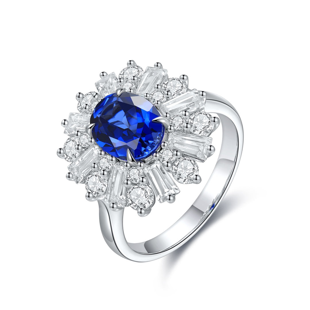 Sterling Silver Lab - Grown Sapphire Ring A – JSABR106Y