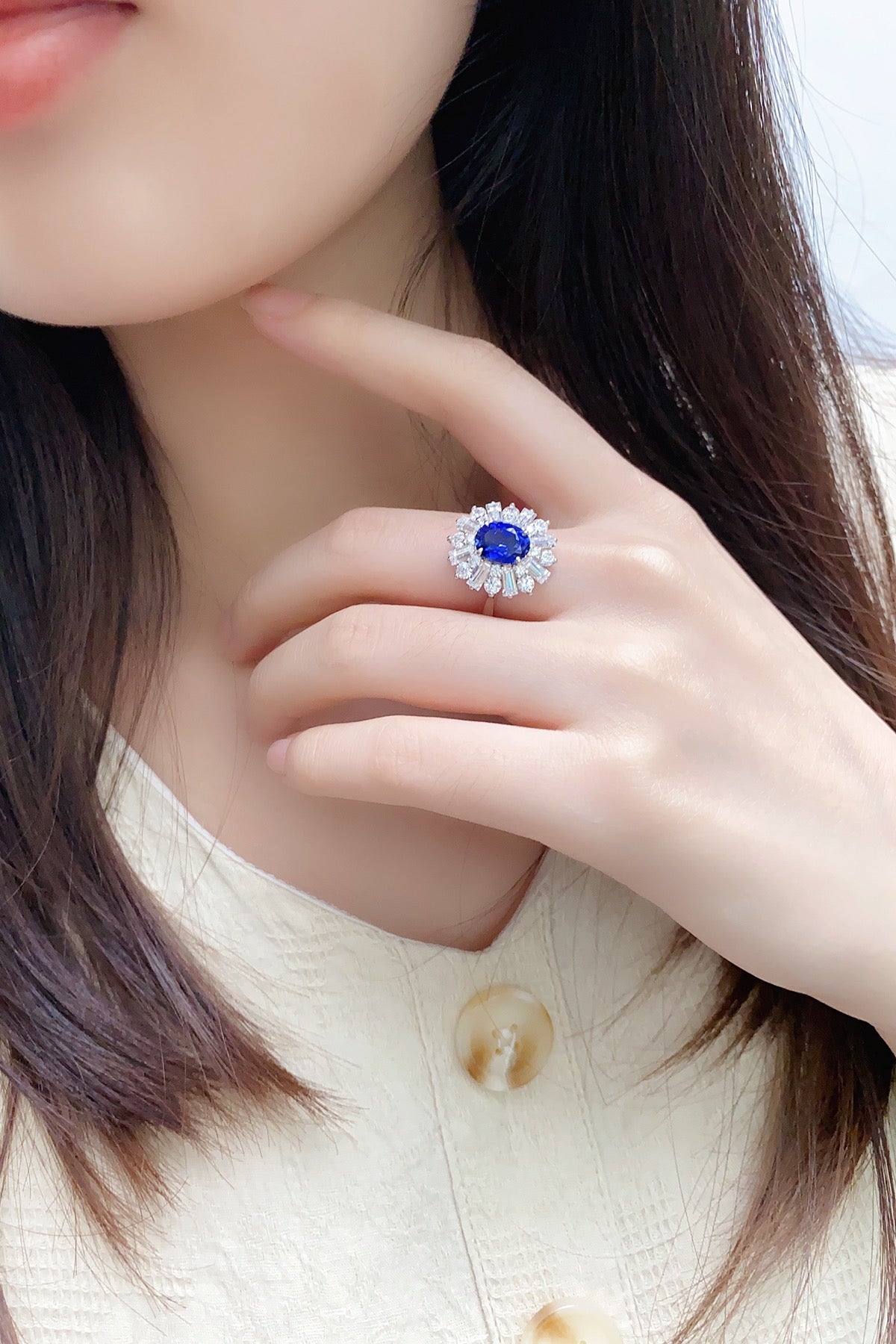 Sterling Silver Lab - Grown Sapphire Ring A – JSABR106Y