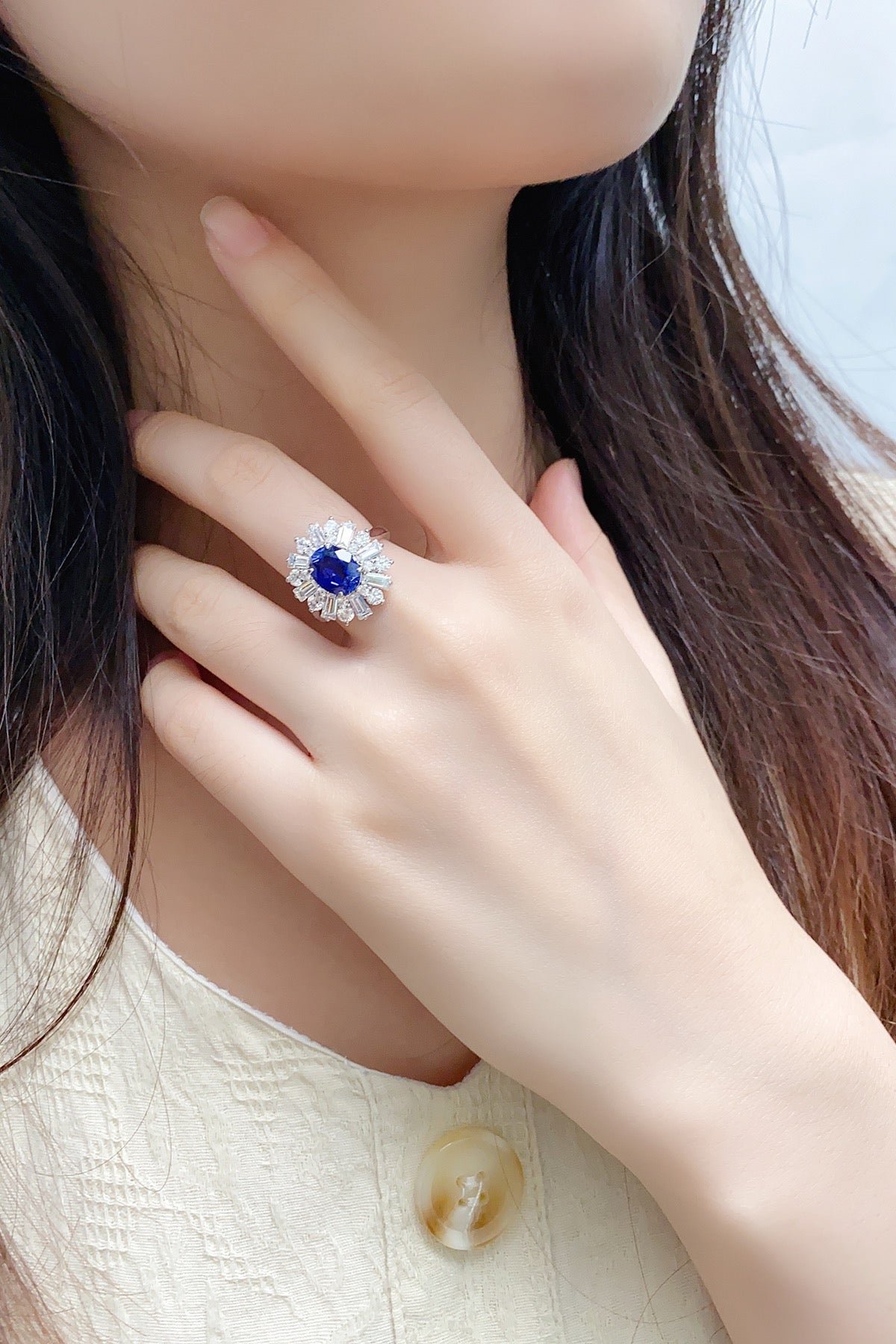 Sterling Silver Lab - Grown Sapphire Ring A – JSABR106Y