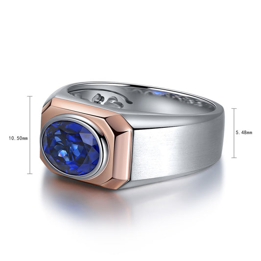 Sterling Silver Lab - Grown Sapphire Men's Ring A – JSABR020Y