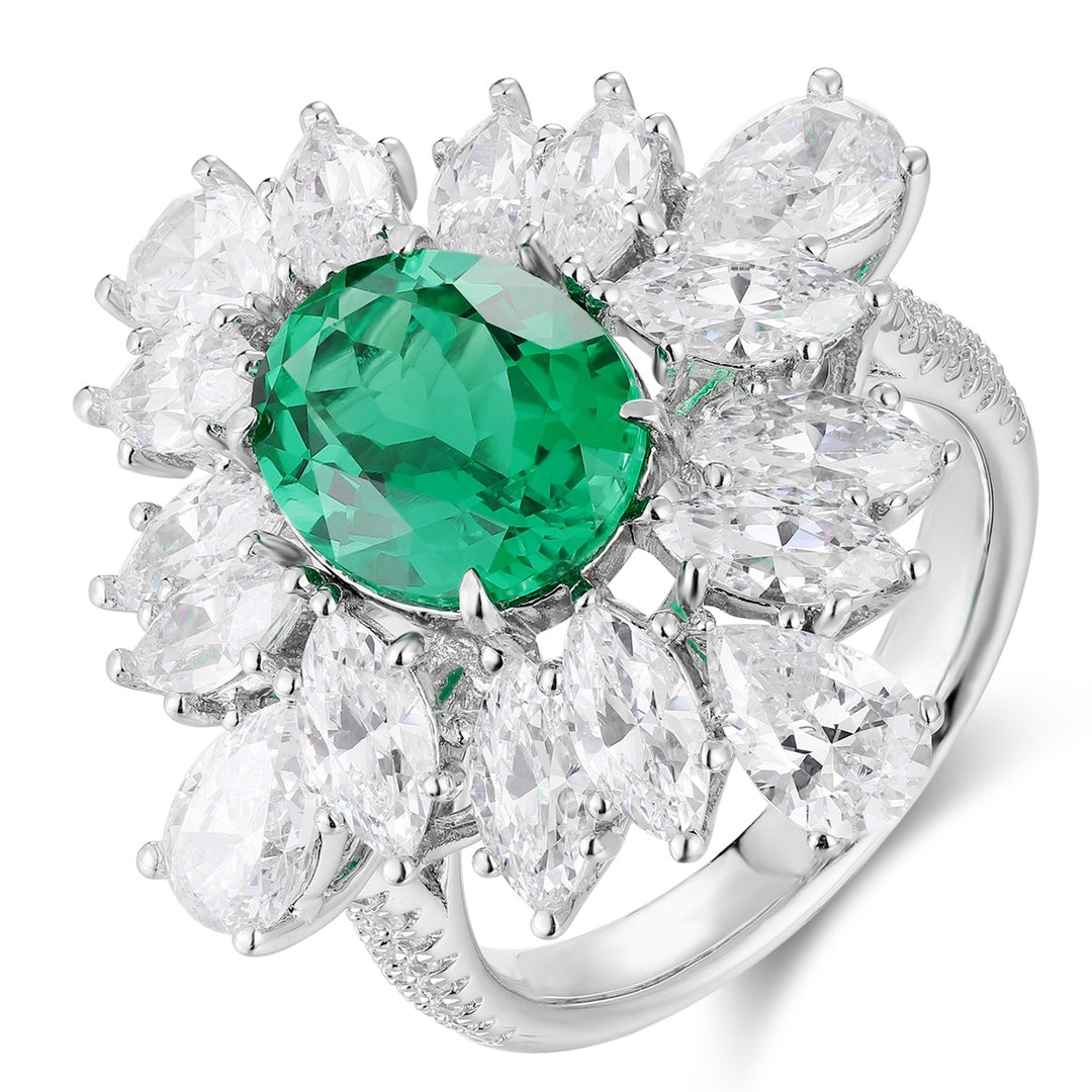 terling Silver Lab - Grown Emerald Ring A – JSEGR1262Y