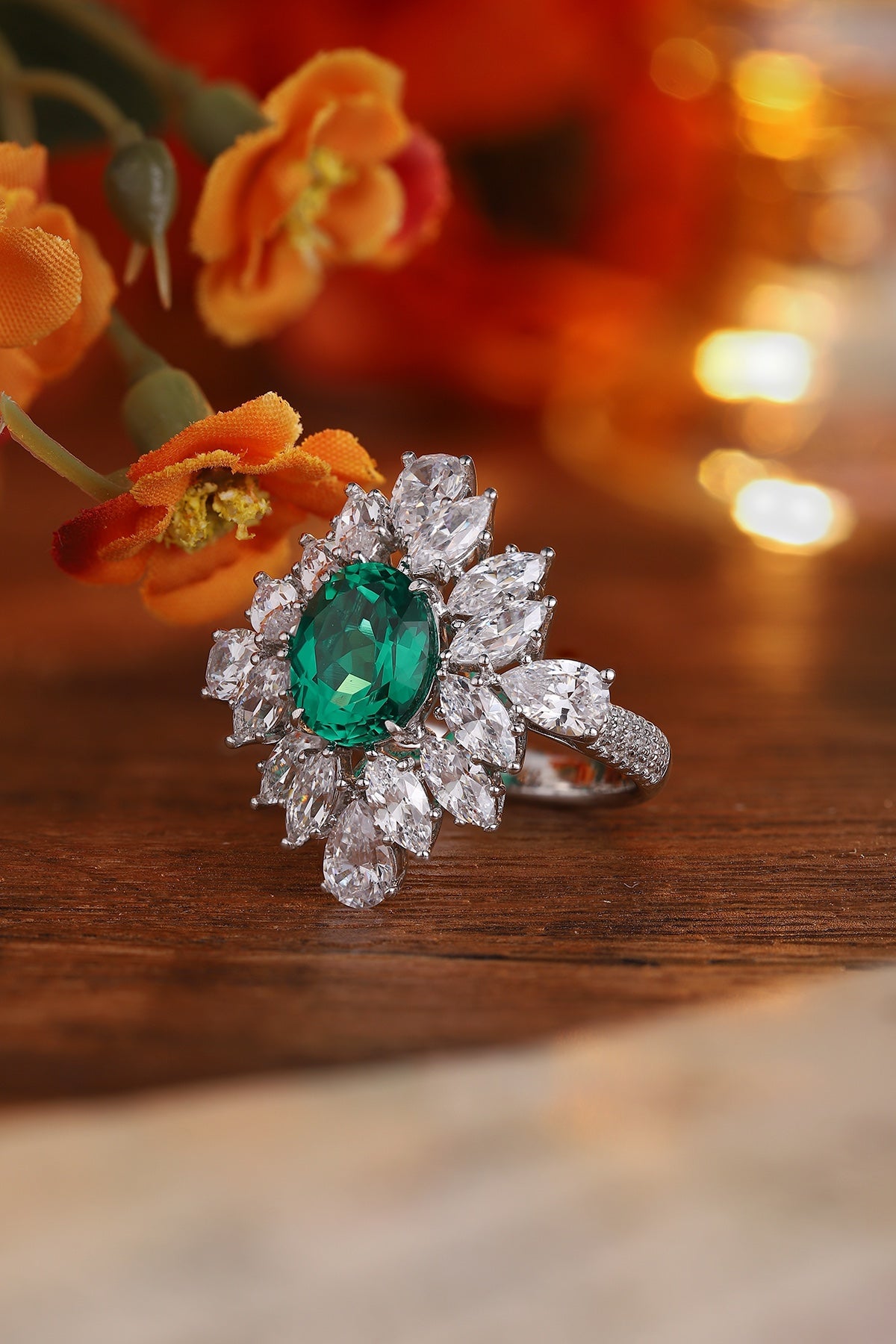 terling Silver Lab - Grown Emerald Ring A – JSEGR1262Y