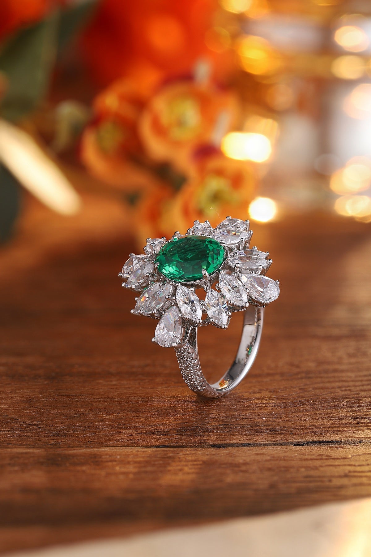 terling Silver Lab - Grown Emerald Ring A – JSEGR1262Y