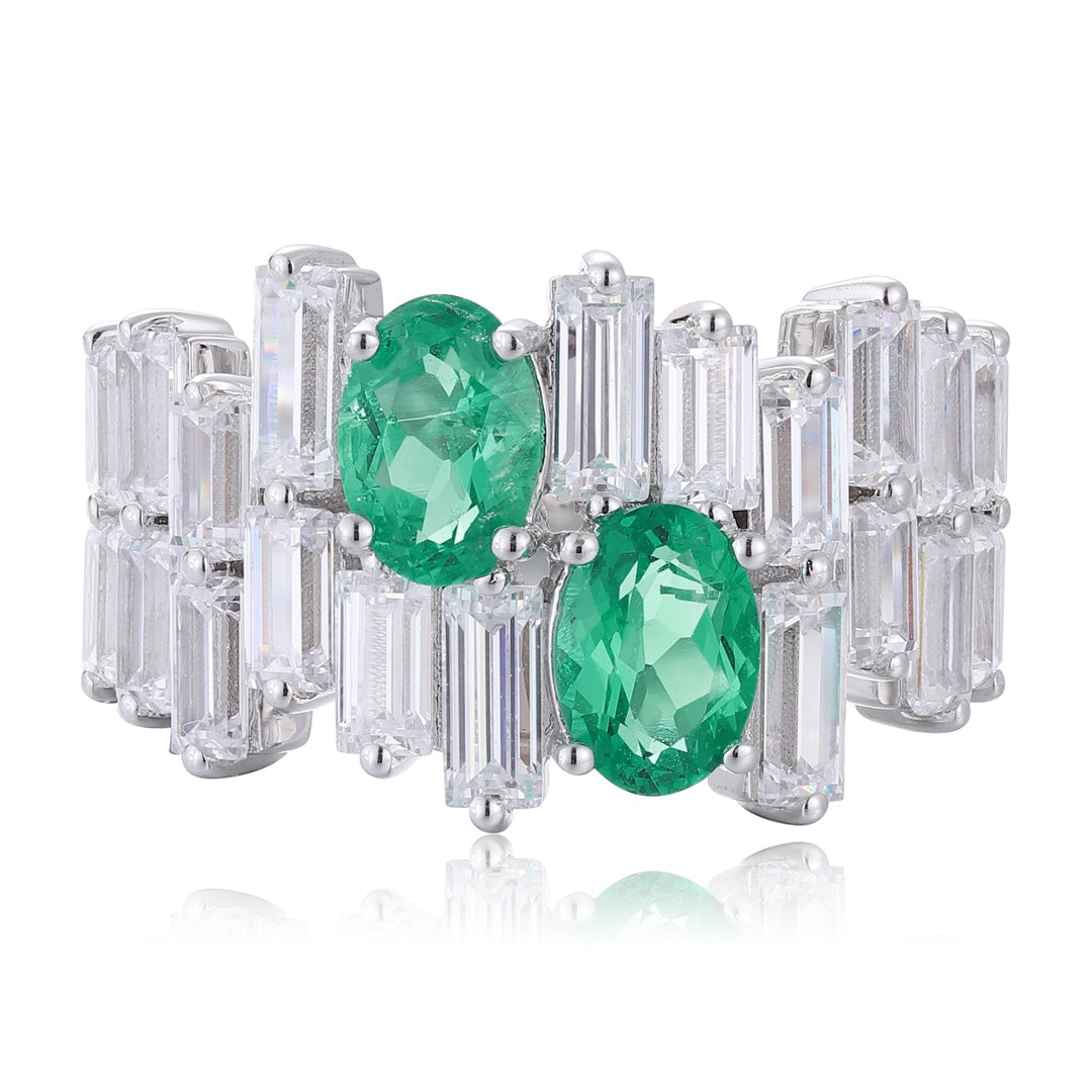 Sterling Silver Lab - Grown Emerald Ring A – JSEGR453Y