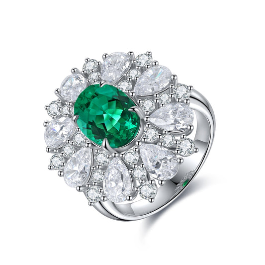 Sterling Silver Lab - Grown Emerald Ring A – JSEGR195Y