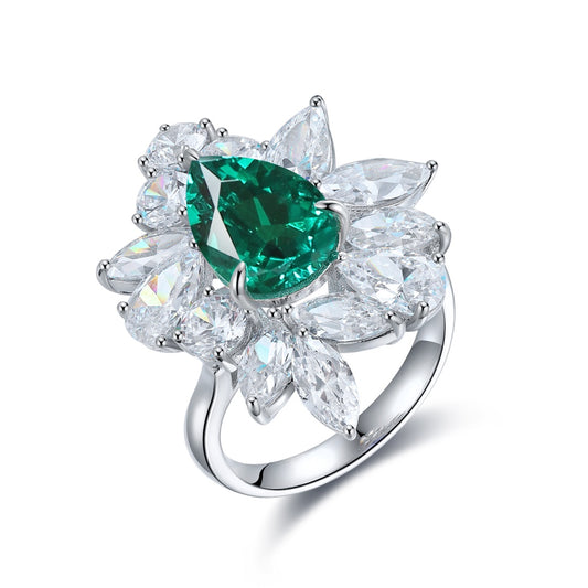 Sterling Silver Lab - Grown Emerald Ring A – JSEGR140Y