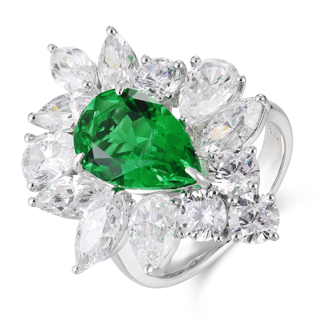 Sterling Silver Lab - Grown Emerald Ring A – JSEGR140Y