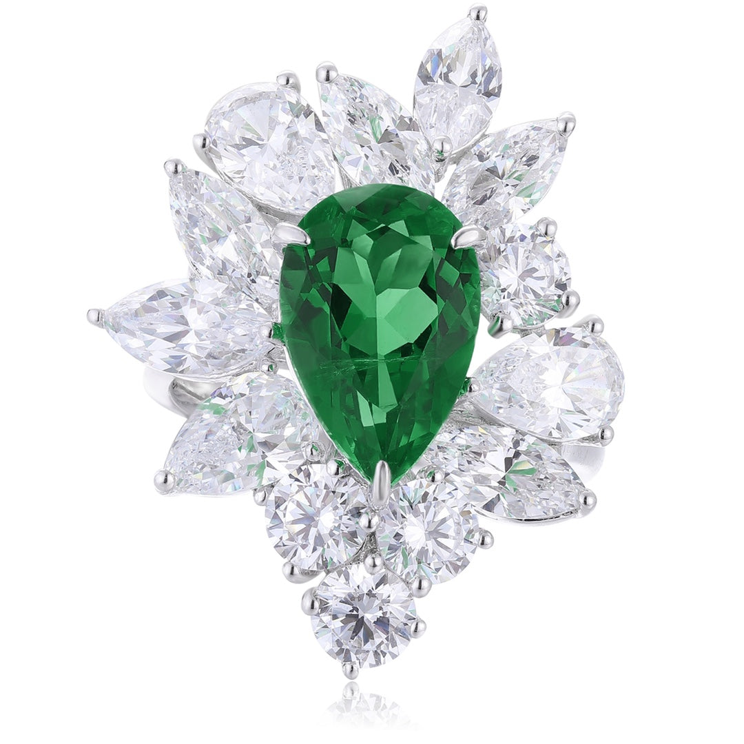 Sterling Silver Lab - Grown Emerald Ring A – JSEGR140Y