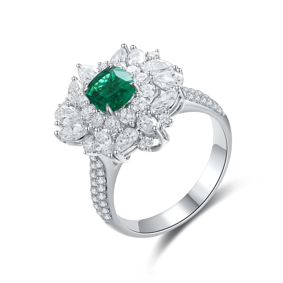 18K Gold Lab - Grown Emerald Ring and Pendant Two-in-One Style A – JCSR1066A