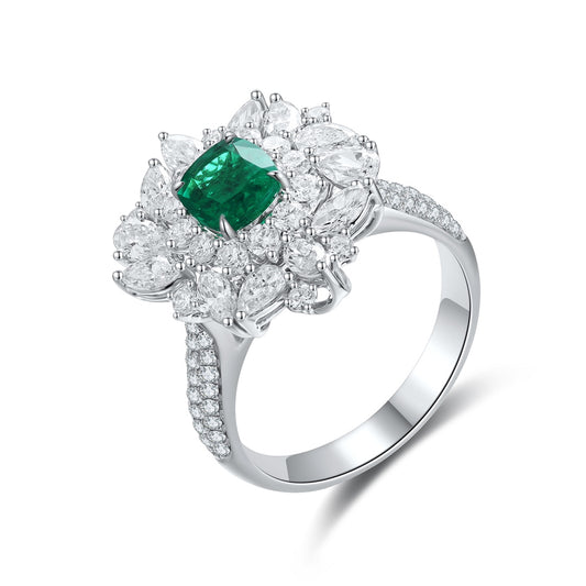 18K Gold Lab - Grown Emerald Ring and Pendant Two-in-One Style A – JCSR1066A
