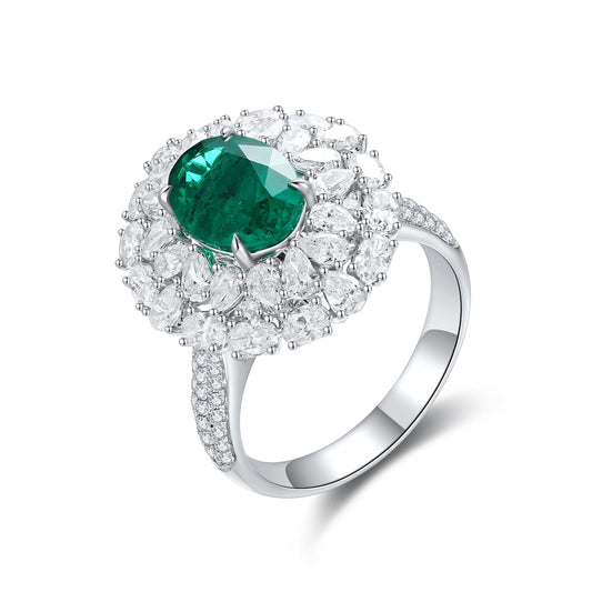 18K Gold Lab - Grown Emerald Ring & Pendant Two-in-One Style A – JOSR1065A